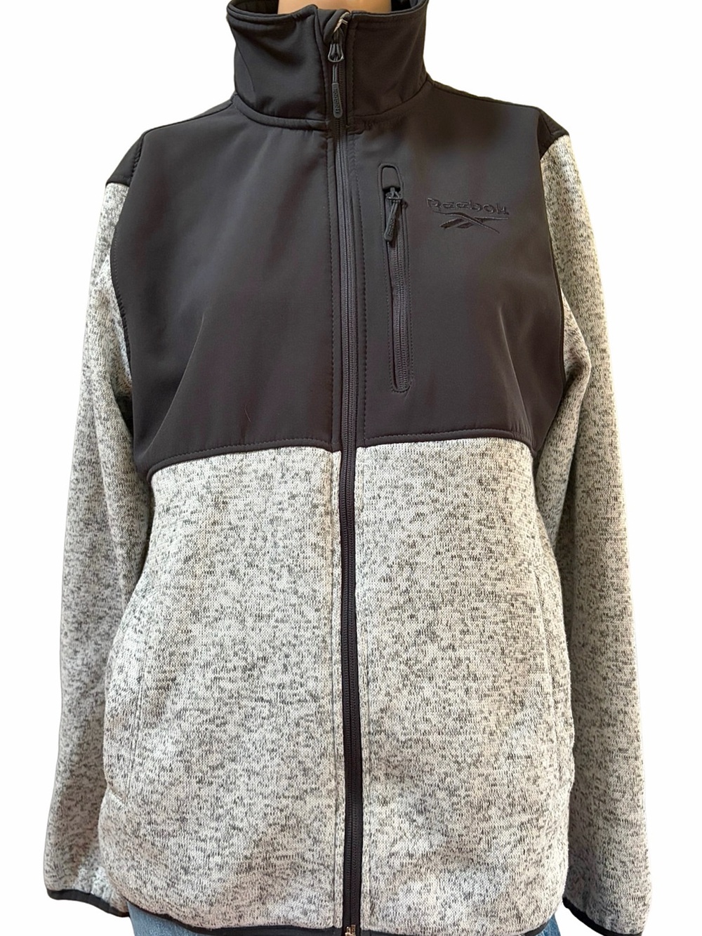Reebok Black Heather Grey Cozy Full Zip Jacket Small NWOT